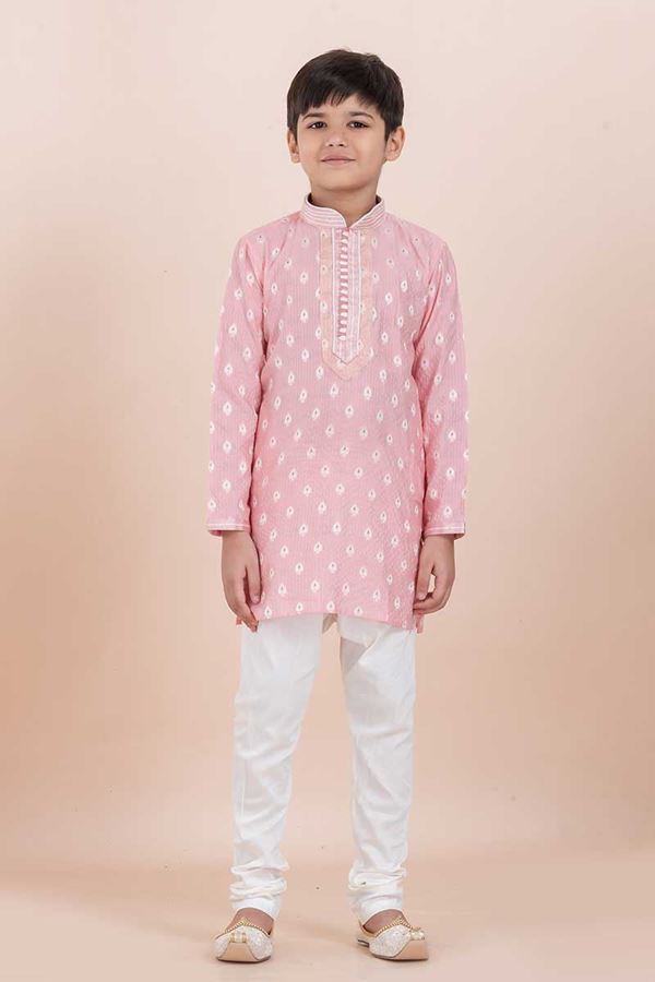 Picture of Fashionable Pink Designer Ethnic Wear for Boys – Perfect for Engagement, Festivals, Sangeet, and Parties
