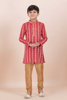 Picture of Appealing Tomato Shaded Designer Ethnic Wear for Boys – Perfect for Engagement, Festivals, Sangeet, and Parties