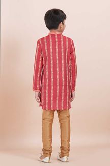 Picture of Appealing Tomato Shaded Designer Ethnic Wear for Boys – Perfect for Engagement, Festivals, Sangeet, and Parties