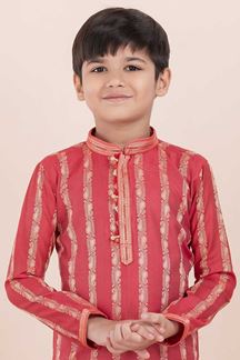 Picture of Appealing Tomato Shaded Designer Ethnic Wear for Boys – Perfect for Engagement, Festivals, Sangeet, and Parties
