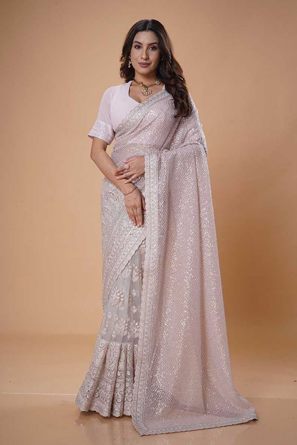 Picture of  Captivating Net Designer Saree for Engagement, Reception, Sangeet, and Parties