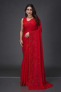 Picture of  Charismatic Chiffon Designer Saree for Festivals, Sangeet, and Parties