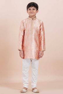 Picture of Aesthetic Orange Designer Ethnic Wear for Boys – Perfect for Engagement, Festivals, Sangeet, and Parties