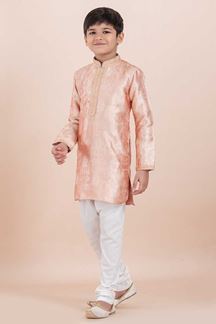 Picture of Aesthetic Orange Designer Ethnic Wear for Boys – Perfect for Engagement, Festivals, Sangeet, and Parties