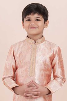 Picture of Aesthetic Orange Designer Ethnic Wear for Boys – Perfect for Engagement, Festivals, Sangeet, and Parties