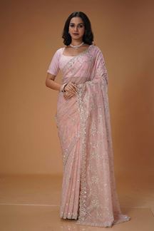 Picture of  Smashing Tissue Organza Designer Saree for Festivals, Engagement, Reception, Sangeet, and Parties