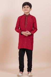 Picture of Elegant Red Designer Ethnic Wear for Boys – Perfect for Engagement, Festivals, Sangeet, and Parties
