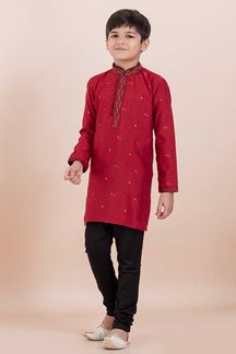 Picture of Elegant Red Designer Ethnic Wear for Boys – Perfect for Engagement, Festivals, Sangeet, and Parties