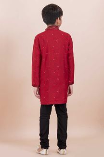 Picture of Elegant Red Designer Ethnic Wear for Boys – Perfect for Engagement, Festivals, Sangeet, and Parties