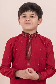 Picture of Elegant Red Designer Ethnic Wear for Boys – Perfect for Engagement, Festivals, Sangeet, and Parties