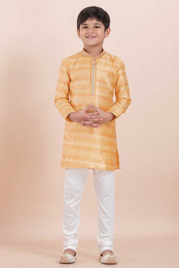 Picture of Awesome Yellow Designer Ethnic Wear for Boys – Perfect for Haldi, Engagement, Festivals, Sangeet, and Parties