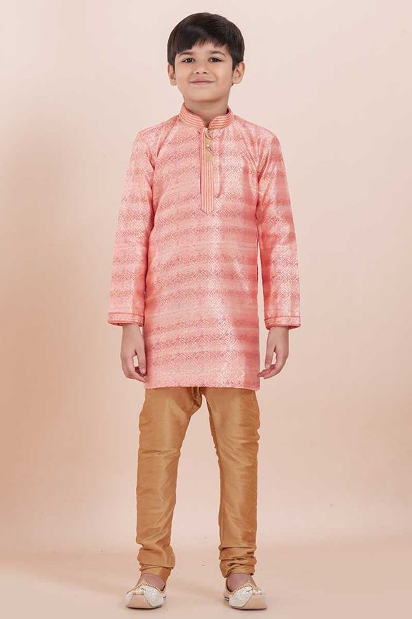 Picture of Amazing Orange Designer Ethnic Wear for Boys – Perfect for Engagement, Festivals, Sangeet, and Parties