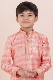 Picture of Amazing Orange Designer Ethnic Wear for Boys – Perfect for Engagement, Festivals, Sangeet, and Parties