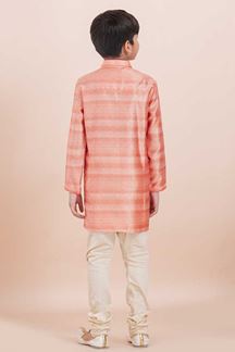 Picture of Royal Orange Designer Ethnic Wear for Boys – Perfect for Engagement, Festivals, Sangeet, and Parties