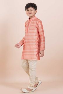 Picture of Royal Orange Designer Ethnic Wear for Boys – Perfect for Engagement, Festivals, Sangeet, and Parties