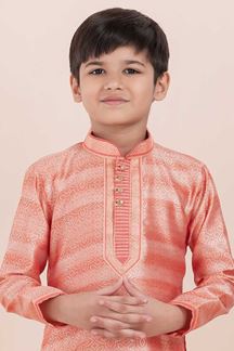 Picture of Royal Orange Designer Ethnic Wear for Boys – Perfect for Engagement, Festivals, Sangeet, and Parties