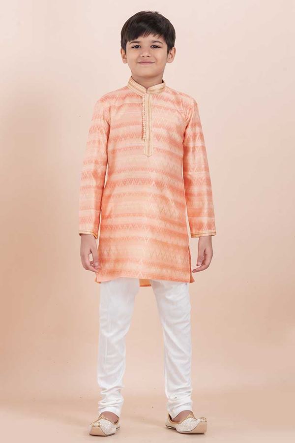 Picture of Splendid Orange Designer Ethnic Wear for Boys – Perfect for Engagement, Festivals, Sangeet, and Parties