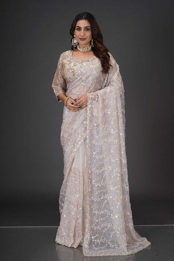 Picture of  Dazzling Organza Designer Saree for Reception, Sangeet, and Parties