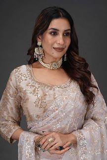 Picture of  Dazzling Organza Designer Saree for Reception, Sangeet, and Parties