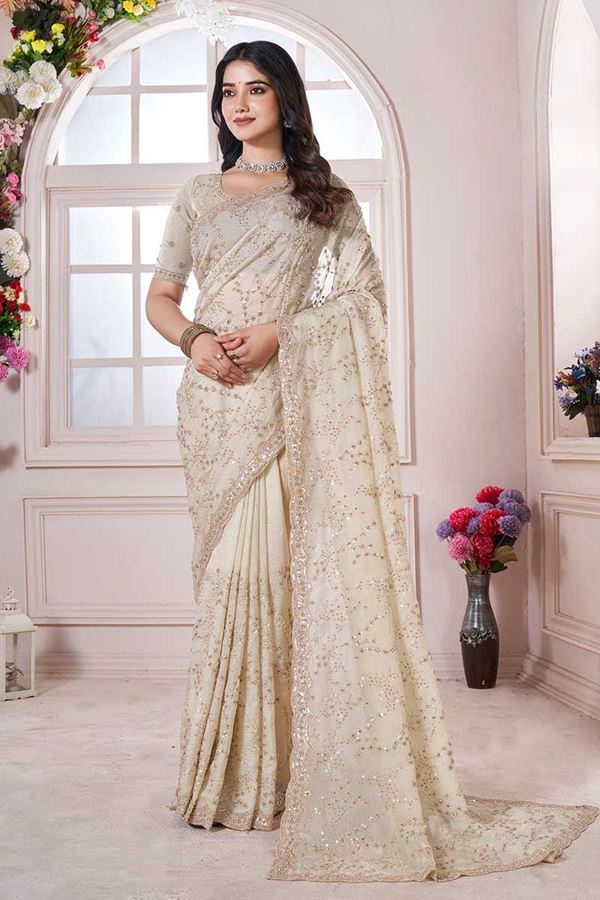 Picture of  Amazing Crush Georgette Designer Saree for Festivals, Engagement, Reception, Sangeet, and Parties