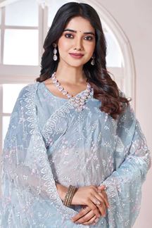 Picture of  Classy Zari Chiffon Designer Saree for Festivals, Engagement, Reception, Sangeet, and Parties