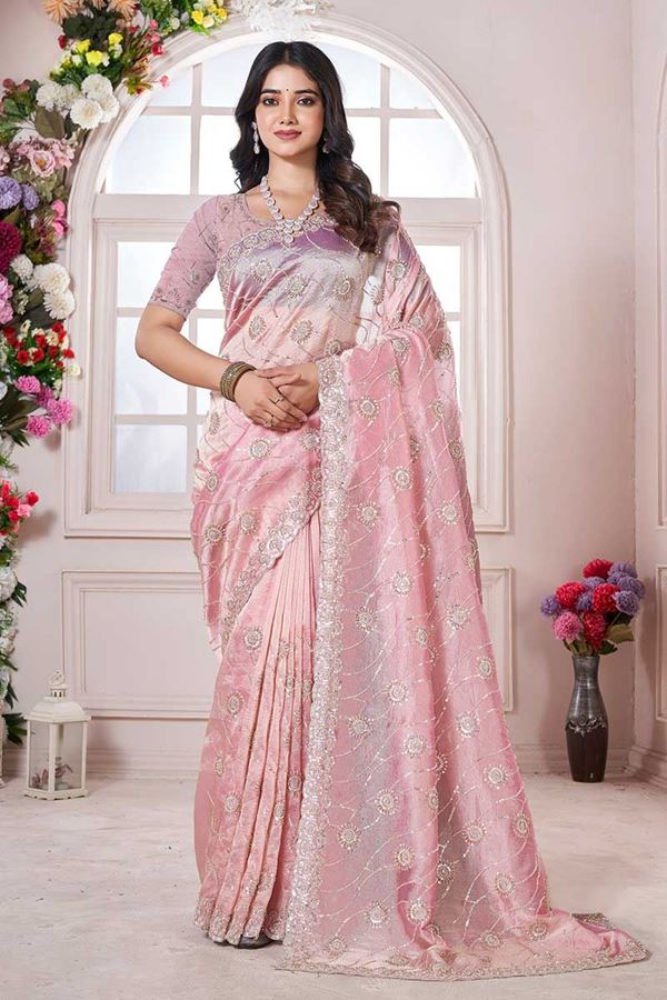 Picture of  Pretty Crush Georgette Designer Saree for Festivals, Engagement, Reception, Sangeet, and Parties