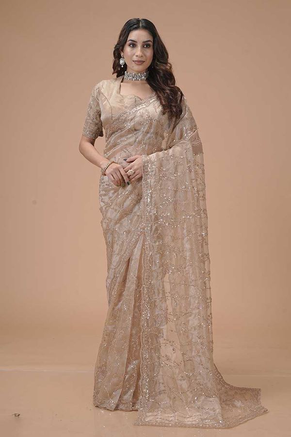Picture of  Aesthetic Organza Designer Saree for Festivals, Engagement, Reception, Sangeet, and Parties