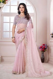 Picture of  Irresistible Crush Georgette Designer Saree for Festivals, Engagement, Reception, Sangeet, and Parties