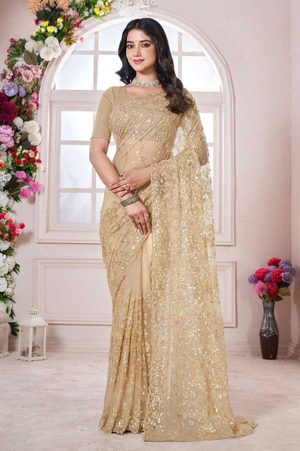 Picture of  Delightful Net Designer Saree for Festivals, Engagement, Reception, Sangeet, and Parties