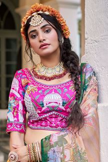 Picture of  Exuberant Yellow and Pink Designer Wedding Lehenga Choli for Haldi, Wedding, Reception, Pre-Wedding Shoot, Sangeet, and Parties