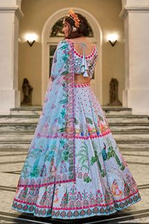 Picture of  Magnificent Powder Blue Designer Wedding Lehenga Choli for Engagement, Reception, Pre-Wedding Shoot, Sangeet, and Parties