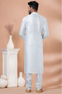 Picture of Royal Sky Blue Designer Men’s Kurta Pyjama for Engagement, Festivals, Sangeet, and Parties