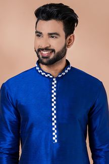 Picture of Fancy Royal Blue Designer Men’s Kurta Pyjama for Engagement, Reception, Festivals, Sangeet, and Parties
