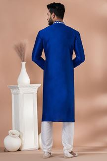 Picture of Fancy Royal Blue Designer Men’s Kurta Pyjama for Engagement, Reception, Festivals, Sangeet, and Parties