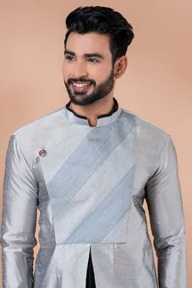 Picture of Attractive Grey Designer Men’s Kurta Pyjama for Engagement, Sangeet and Parties