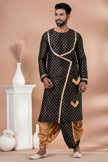 Picture of Aesthetic Black Designer Men’s Dhoti Sets for Parties