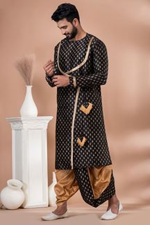Picture of Aesthetic Black Designer Men’s Dhoti Sets for Parties