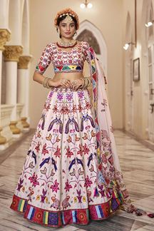 Picture of  Artistic Off-White Designer Wedding Lehenga Choli for Engagement, Reception, Pre-Wedding Shoot, Sangeet, and Parties