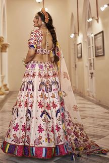 Picture of  Artistic Off-White Designer Wedding Lehenga Choli for Engagement, Reception, Pre-Wedding Shoot, Sangeet, and Parties