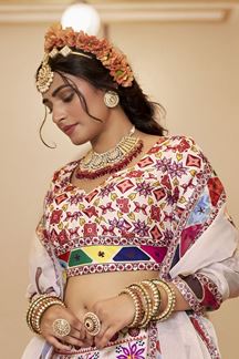 Picture of  Artistic Off-White Designer Wedding Lehenga Choli for Engagement, Reception, Pre-Wedding Shoot, Sangeet, and Parties