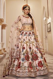 Picture of  Beautiful Off-White Designer Wedding Lehenga Choli for Engagement, Reception, Pre-Wedding Shoot, Sangeet, and Parties