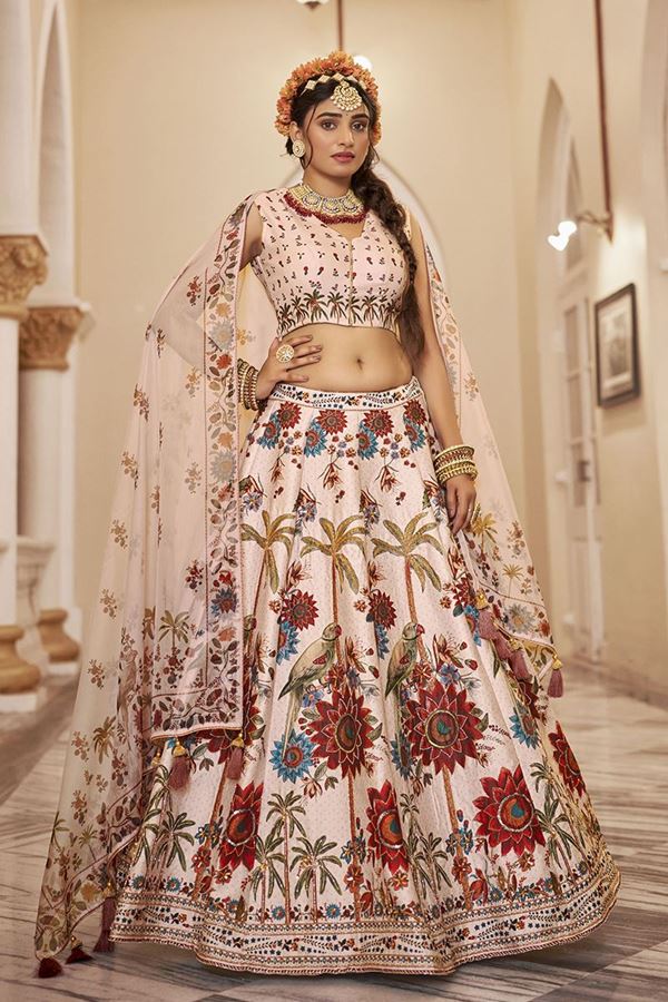Picture of  Beautiful Off-White Designer Wedding Lehenga Choli for Engagement, Reception, Pre-Wedding Shoot, Sangeet, and Parties