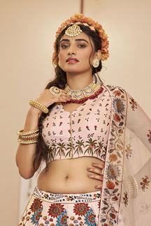 Picture of  Beautiful Off-White Designer Wedding Lehenga Choli for Engagement, Reception, Pre-Wedding Shoot, Sangeet, and Parties