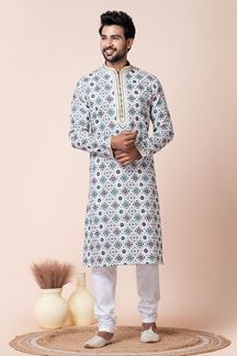 Picture of Awesome Multi Designer Men’s Kurta Pyjama for Engagement, Festivals, Sangeet, and Parties