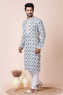 Picture of Awesome Multi Designer Men’s Kurta Pyjama for Engagement, Festivals, Sangeet, and Parties