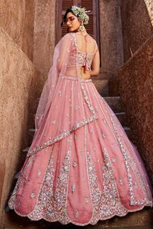 Picture of Magnificent Pink Designer Indo-Western Lehenga Choli for Engagement, Sangeet, and Reception