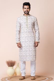 Picture of Fancy Multi Designer Men’s Kurta Pyjama for Engagement, Festivals, Sangeet, and Parties