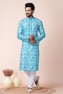 Picture of Spectacular Multi Designer Men’s Kurta Pyjama for Engagement, Reception, Festivals, Sangeet, and Parties