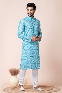 Picture of Spectacular Multi Designer Men’s Kurta Pyjama for Engagement, Reception, Festivals, Sangeet, and Parties
