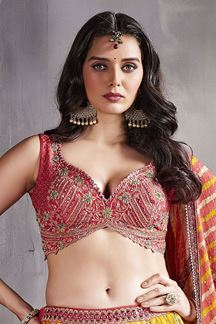 Picture of EnticingMulti Designer Wedding Lehenga Choli for Haldi, Sangeet, and Pre-Wedding Shoot